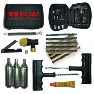 Kit di riparazione pneumatici tubeless per moto + C02 - RMS