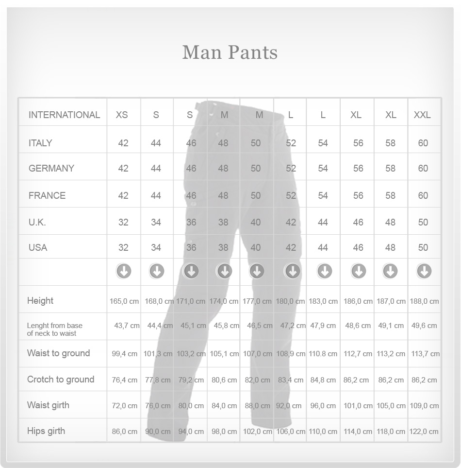 man pants size chart